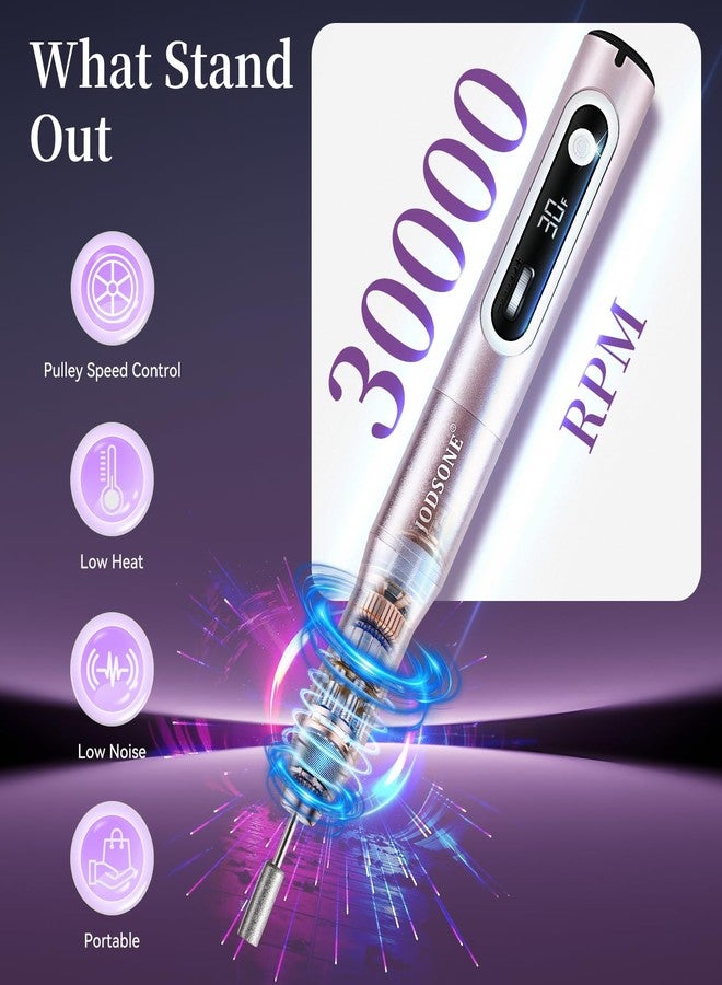 JODSONE Professional Nail Drill 30000 RPM Low Noise with Speed Control Slide Button and 6 Replacement Drill Bits ,Manicure Pedicure Tools for Home Salon Use - Image 3